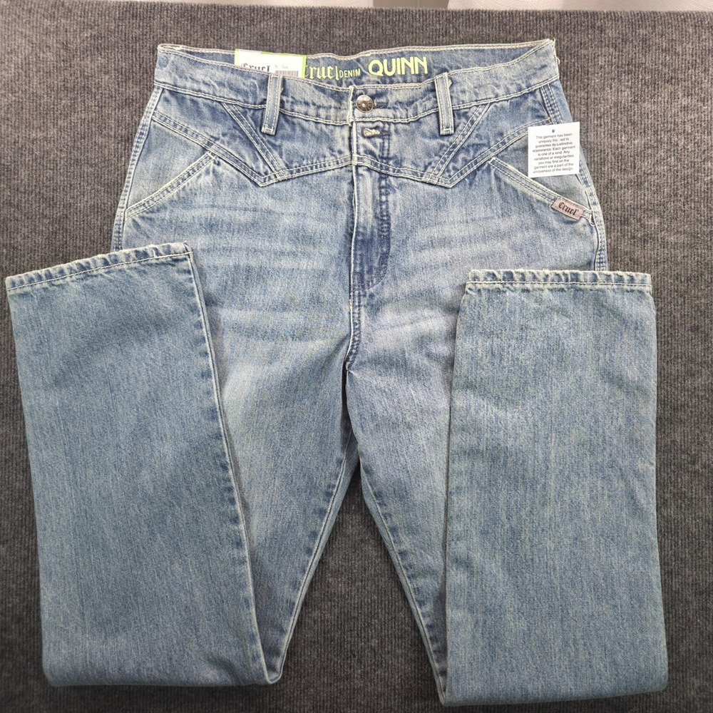Cruel Denim Quinn Womens High Rise Relaxed Tapered Western Jeans Blue 31/11R NWT